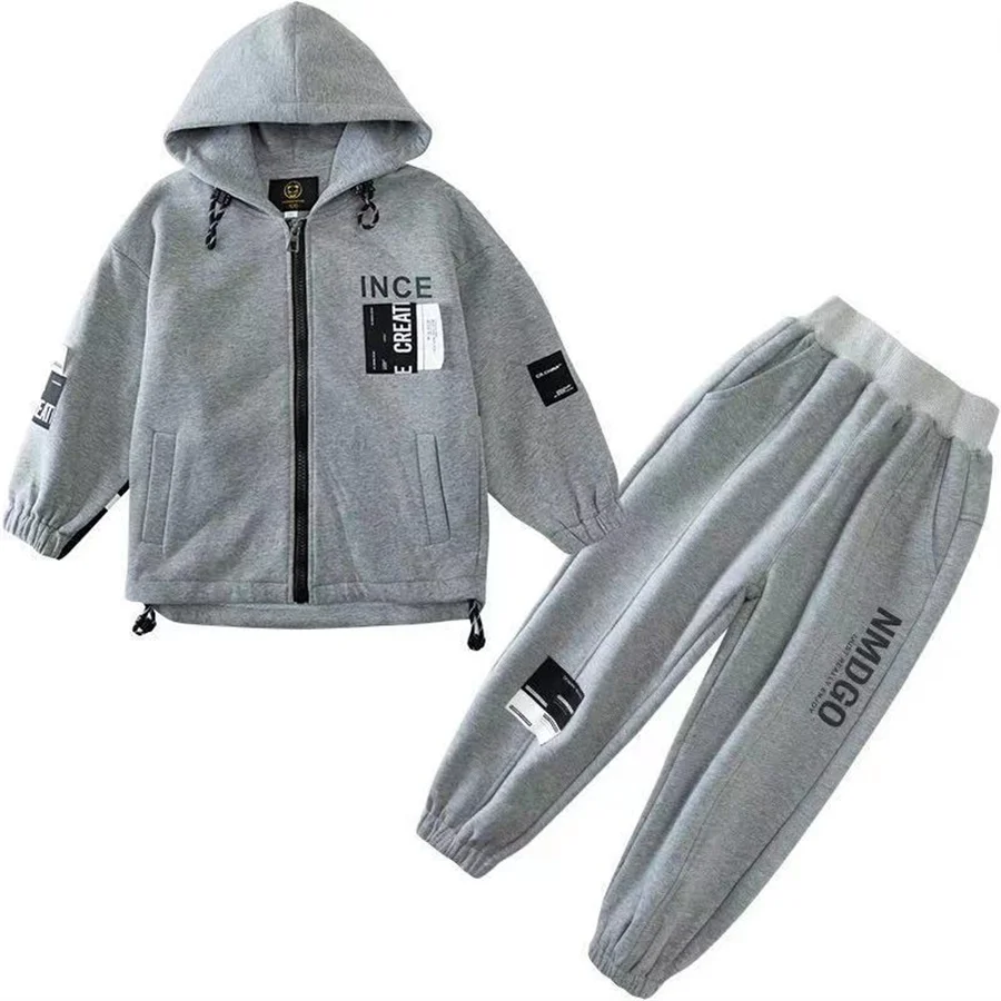 2023 Autumn Kids Boys Set Clothes Boys Long Sleeve Zipper Coat+Elastic Sweatpant Sport Clohting Child Tracksuit 4-14Years