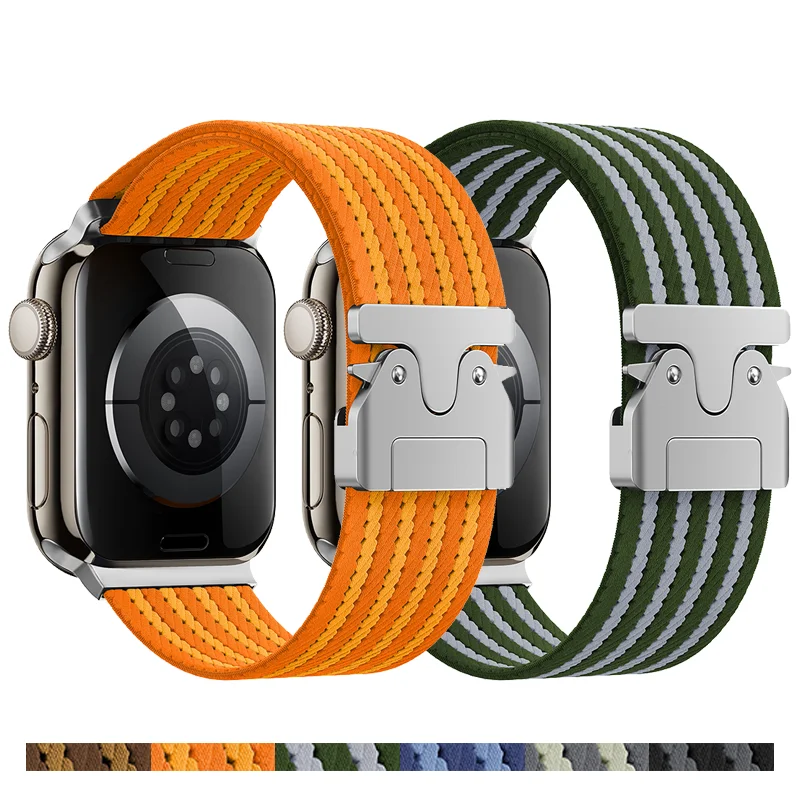 

Nylon Strap for Apple Watch Ultra Band 49mm 10 9 8 7 46mm 45 41 44 40mm 42mm Braided Elastic Bracelet for IWatch Series 6 SE 5 4