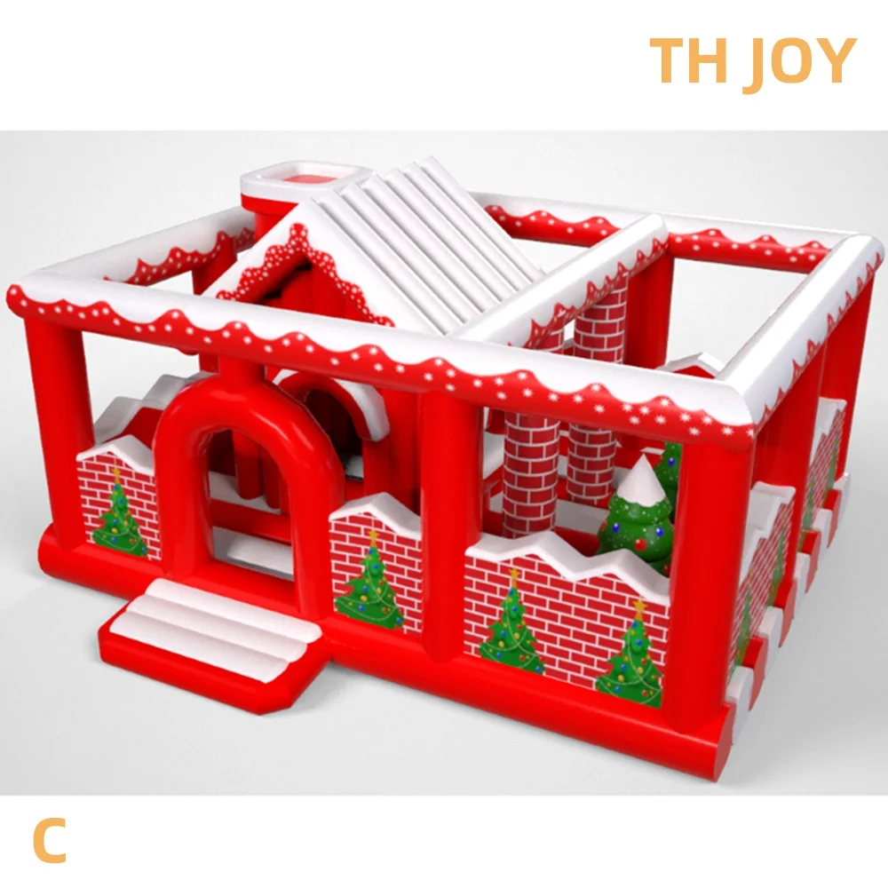 Barco a puerta, casa inflable navideña comercial, casa saltar inflable de pan de jengibre con tobogán para fiesta
