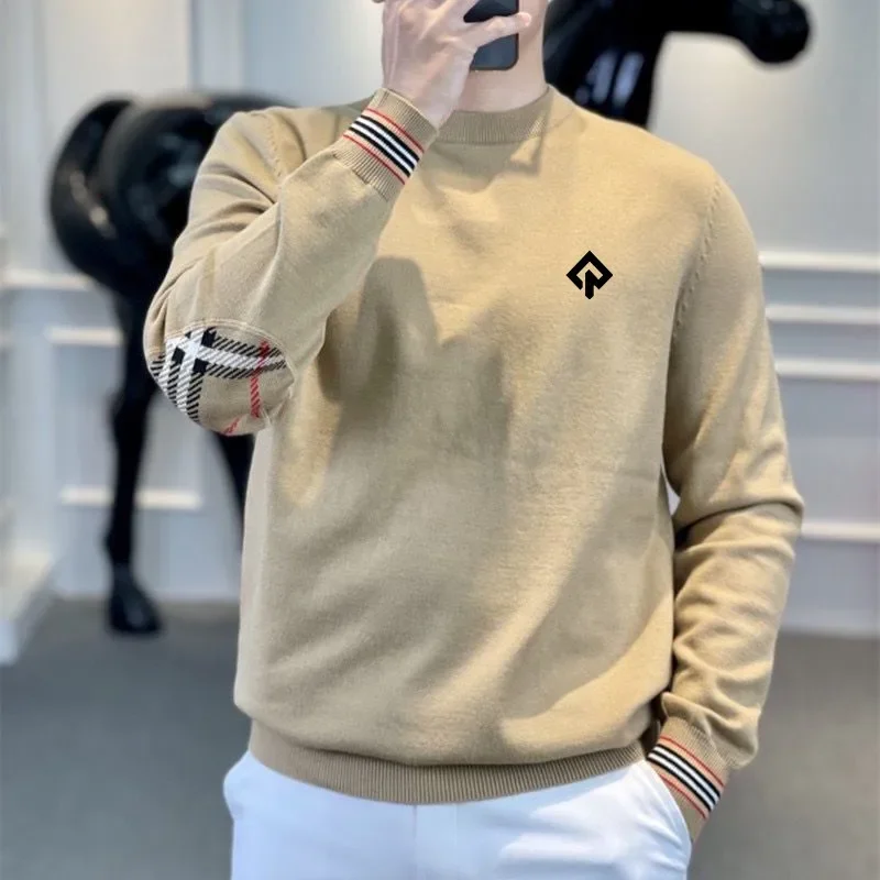 Luxury Brand Golf Knit Men\'s Golf Wear 2024 Autumn New Golf Sweater Fashion Round Neck Casual Golf Top Men\'s Long Sleeves Top