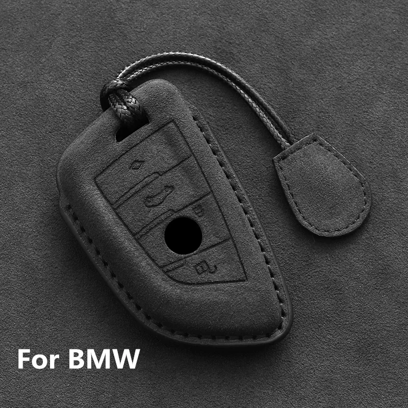 

Leather Car Key Case Protector Cover For BMW 1 3 4 5 6 7 Series 320i 530i 550i 730 740 X1 X3 X5 X6 X7 Keychain Suede Accessories