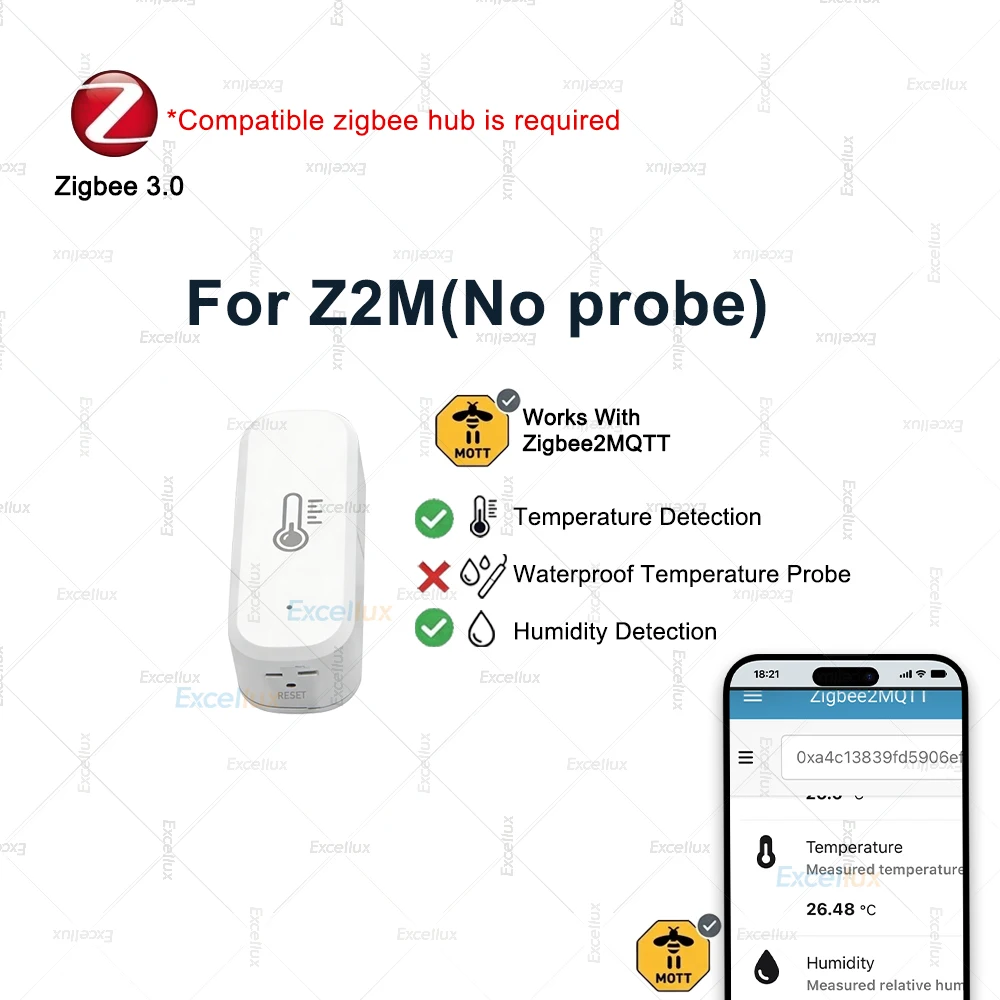 Tuya Zigbee Smart Thermometer Hygrometer 1m Wasserdichte Sonde Temperatursensor für Home Assistant Zigbee2MQTT Kühlschrank Pool Tuya