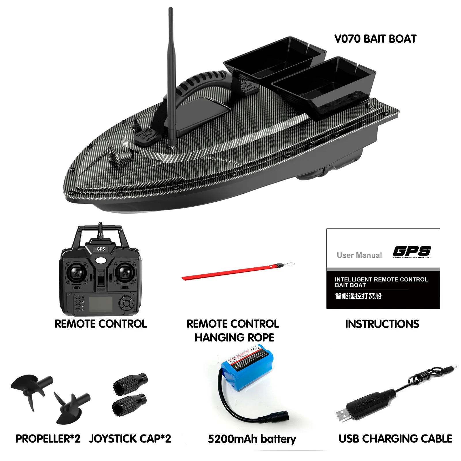GPS RC Bait Boat 500M Remote Control Fishing Vessel for Anglers with Artificial Bait Feeding System Carp Fishing Tackle Tool