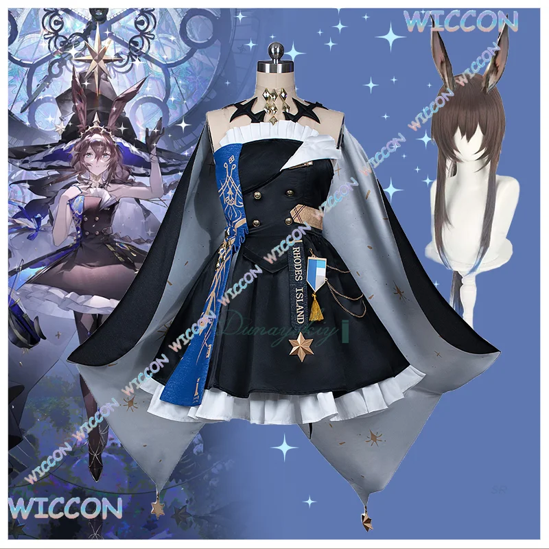 

Teknik/Game Arknights Amiya, новая кожа, карнавальный костюм, платье Лолиты, плащ, шляпа ведьмы, аксессуары для парика, Хэллоуин, карнавал, вечеринка