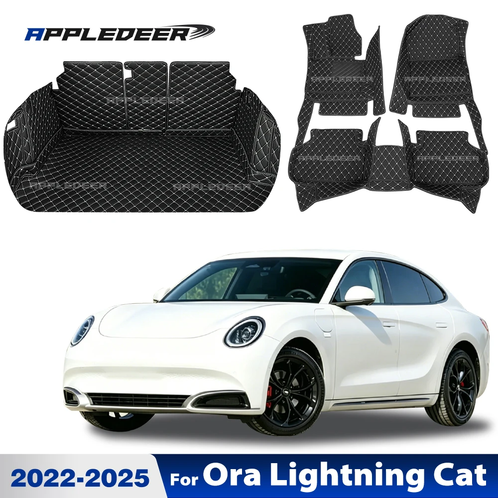 

Car Floor Mats For Ora Lightning Cat GWM Ora 07 2022-2025 2024 2023 Car Trunk Mats Cargo Liner Foot Mats Interior Accessories