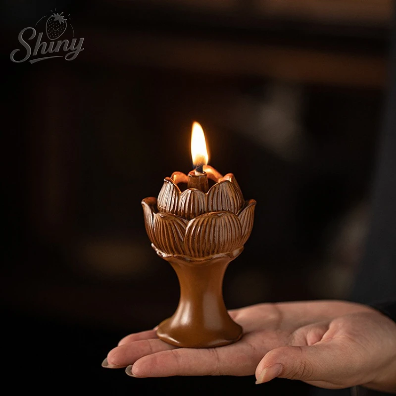 Chinese Ceramic Lotus Candle Holder Base Buddha Hall Offering Buddha Home Furnishings