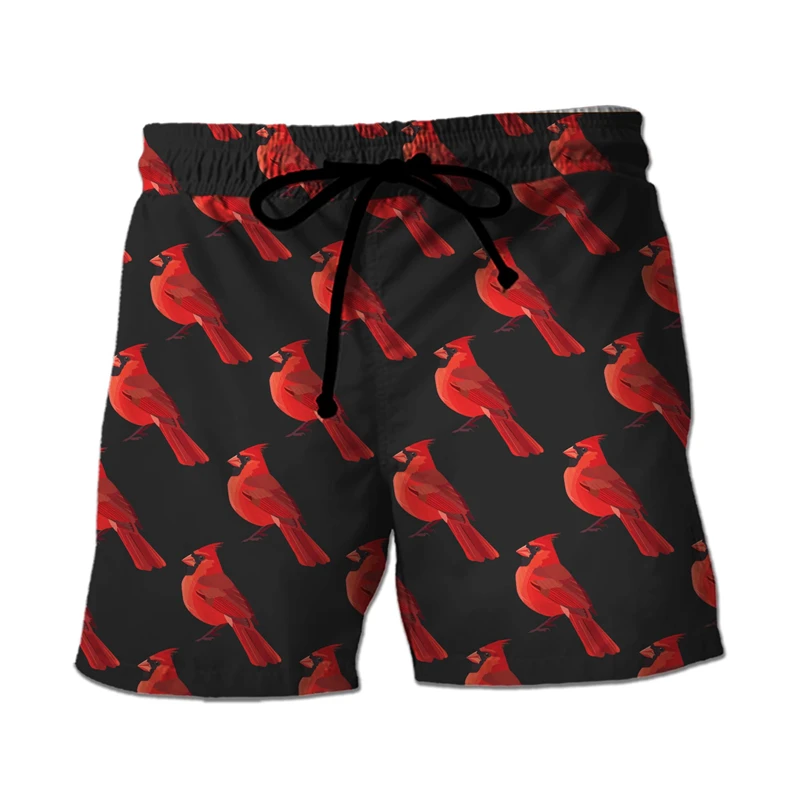 Cardinal Graphic Short Pants For Men Clothes Casual Hawaiian Short Pants For Men Clothes Cute Bird Trunks  Birds Lovers Trousers