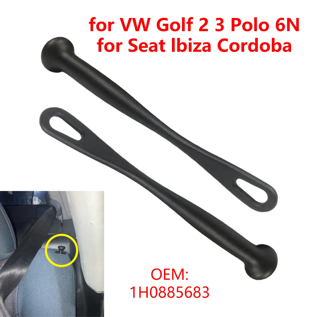 2 Peças 1H0885683 para VW Golf 2 3 Polo 6N para Seat Ibiza Cordoba Botão de Controle da Dobradiça do Banco Traseiro do Carro, Parafuso do Encosto, Haste Guia e Alça