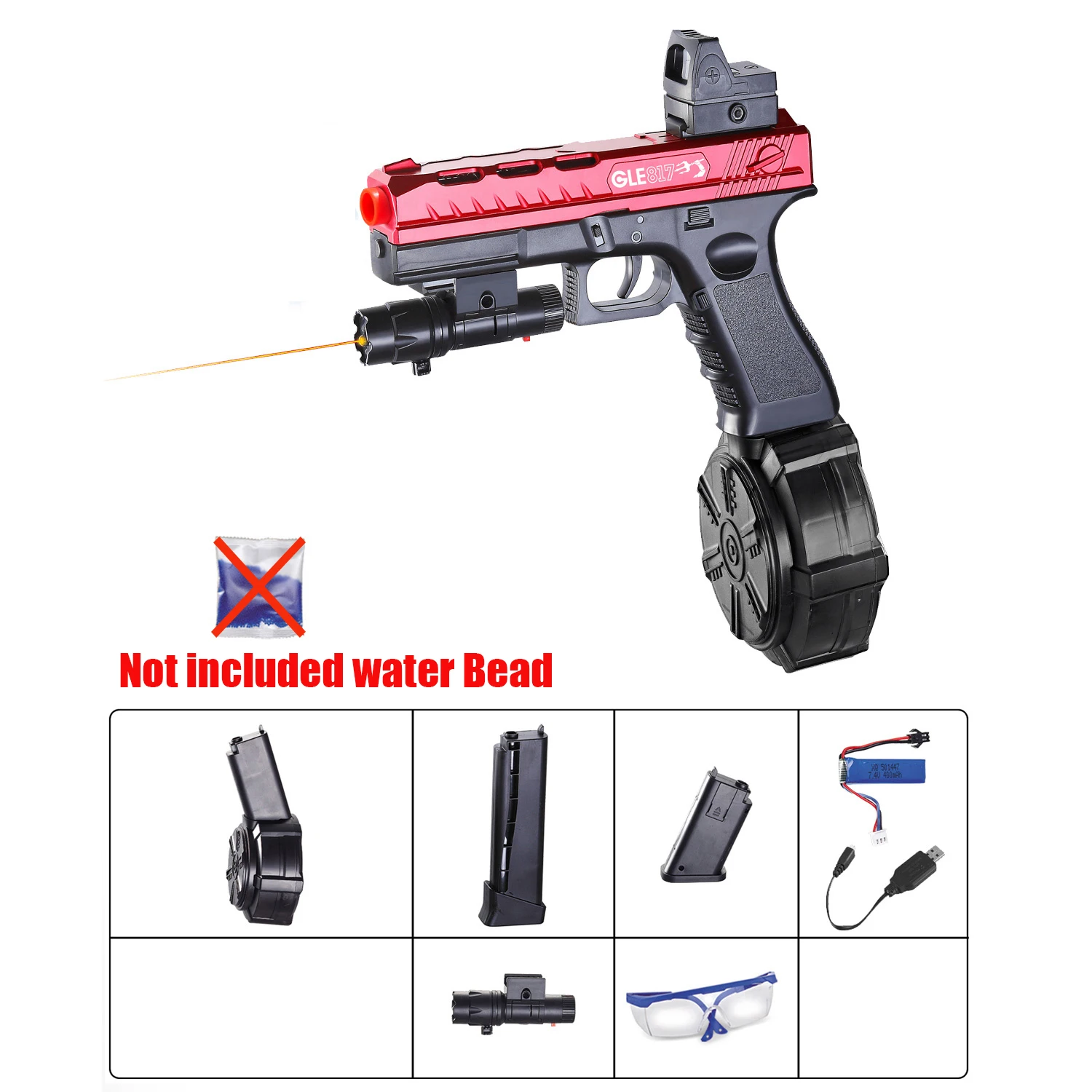 Nouveau gunner électrique G17 Burst de 2025 auto-intégré avec infrarouge, trois Types de magazines, peut lancer des boules de Gel de 7 à 8mm