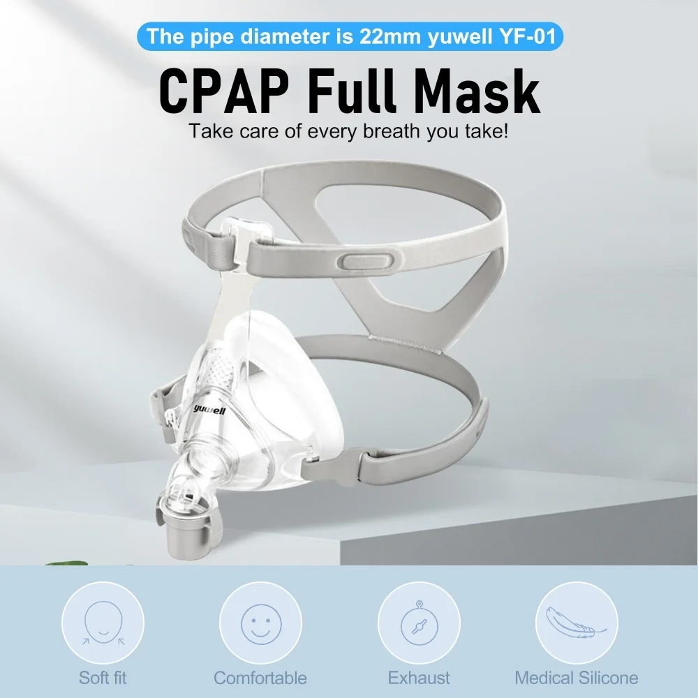 Yuwell YF-01 CPAP-Masken CPAP-Vollmaske Schlafapnoe Mund und Vollmaske mit Kopfbedeckung für CPAP-Bipap-Maschinen für Schlafapnoe – Detail 1