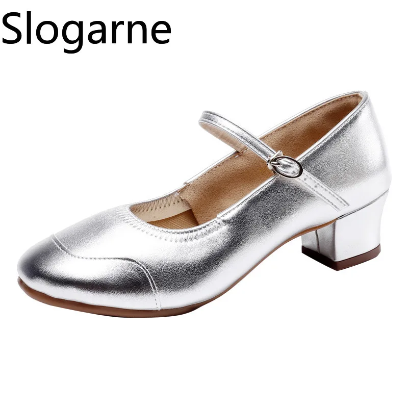 Fashion 4CM Heels Dance Shoes Women Leather Latin Jazz Ballroom Dance Shoes Stage Footwear Laidies Sports Shoes Dancing Sneakers
