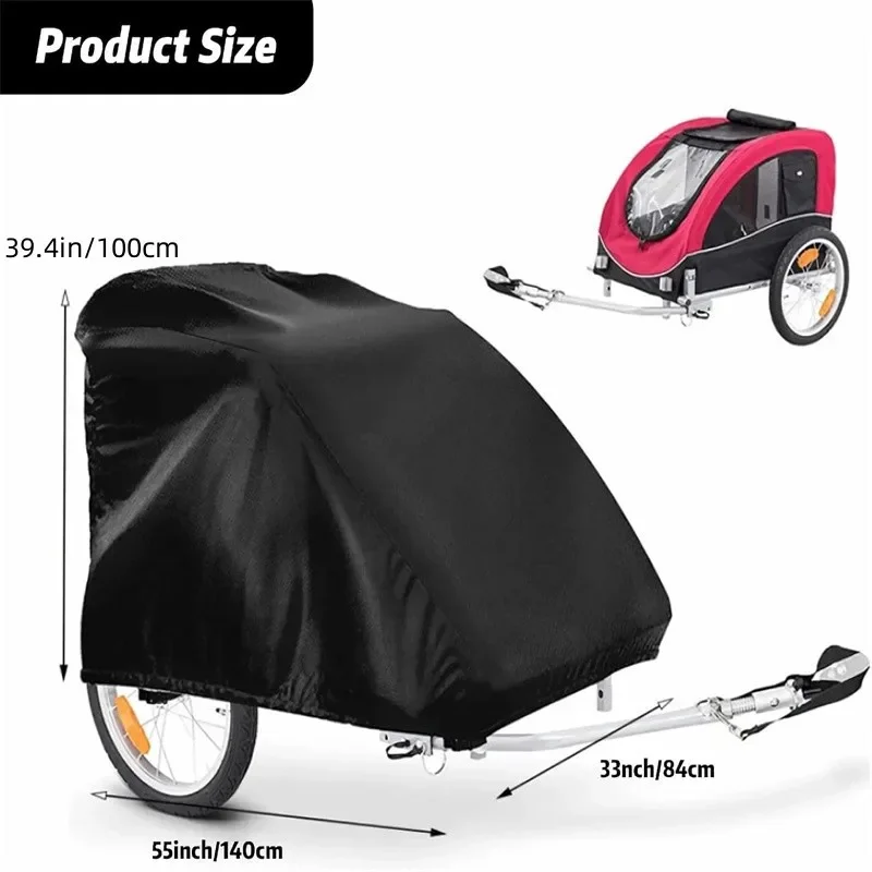 140x84x100cm Bike Trailer Cover Rain Dust and Sun Protection Cover Cover 210D Silver-coated Oxford Fabric Material