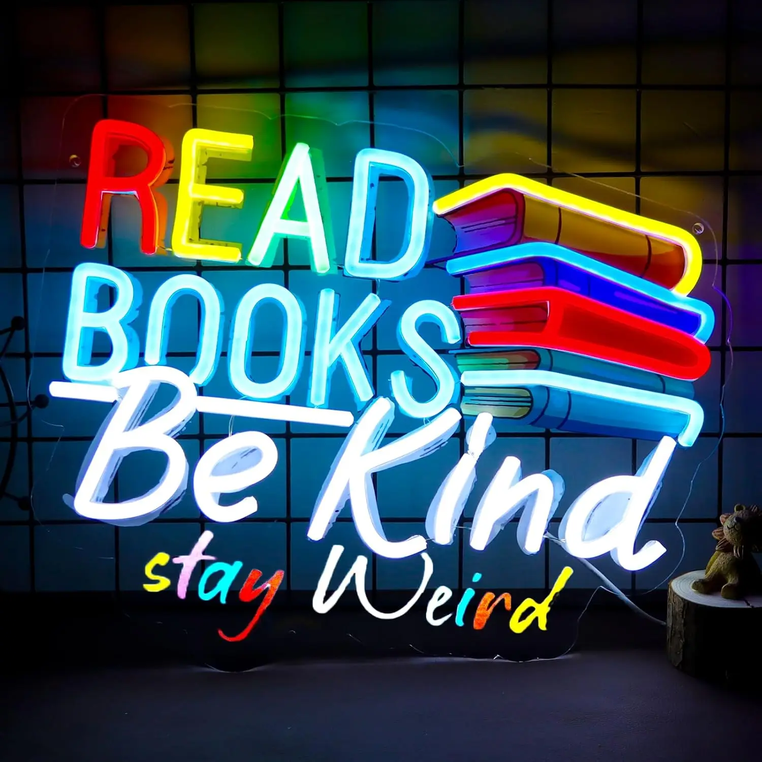 

Read Books Be Kind Stay Weird Neon Sign USB Powered LED Neon Light for Read Room Classroom Library Museum Bedroom Decortion Gift