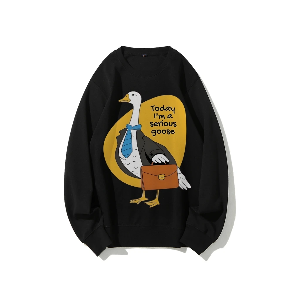 Sweat-shirt à col rond décontracté, sweat à capuche graphique Serious Goose, en coton de qualité supérieure, surdimensionné, imprimé coloré, Style Y2K drôle
