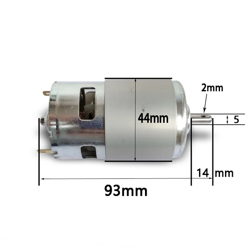 775 Circular Shaft DC Motor with Hole 2mm Shaft 5mm Low Speed and Large Torsion 12V 3000 Rpm Strong Magnetic Field.