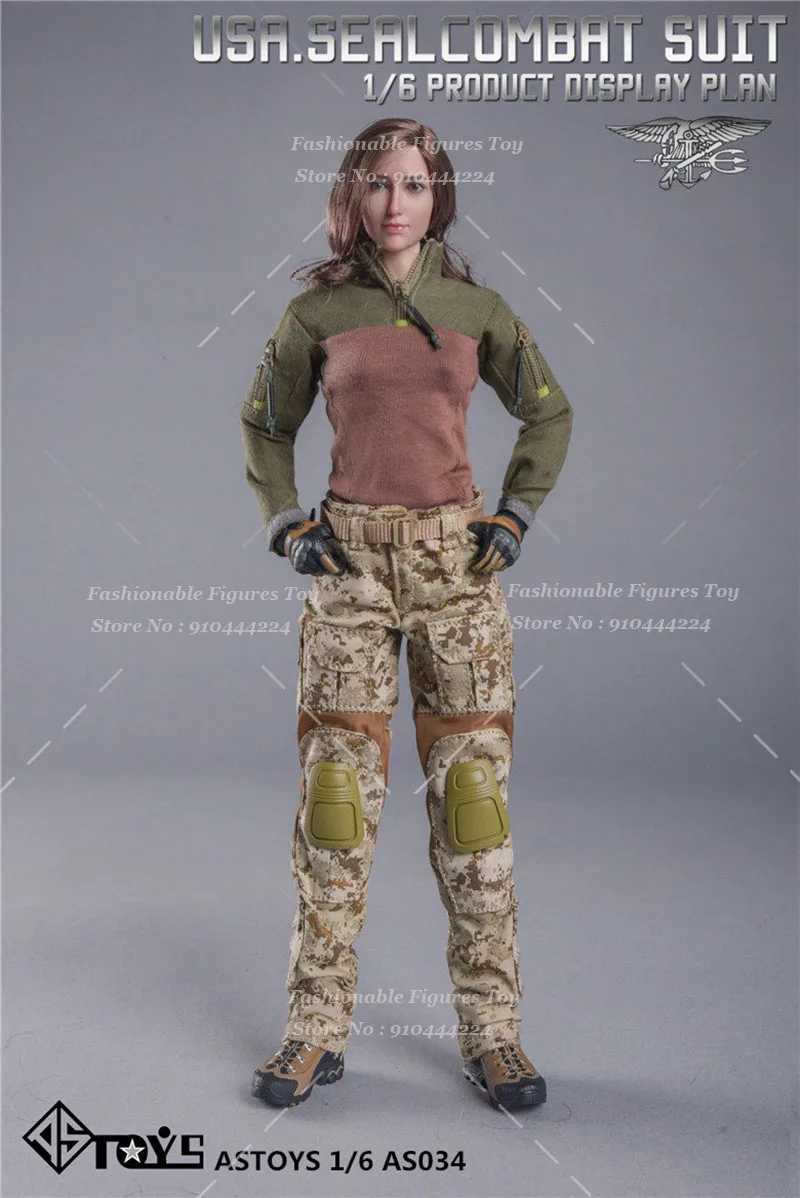 AS034 1/6 Kobieta żołnierz Navy Seal Wojskowy kamuflaż bojowy Taktyczny zestaw ubrań dla 12-calowej figurki akcji