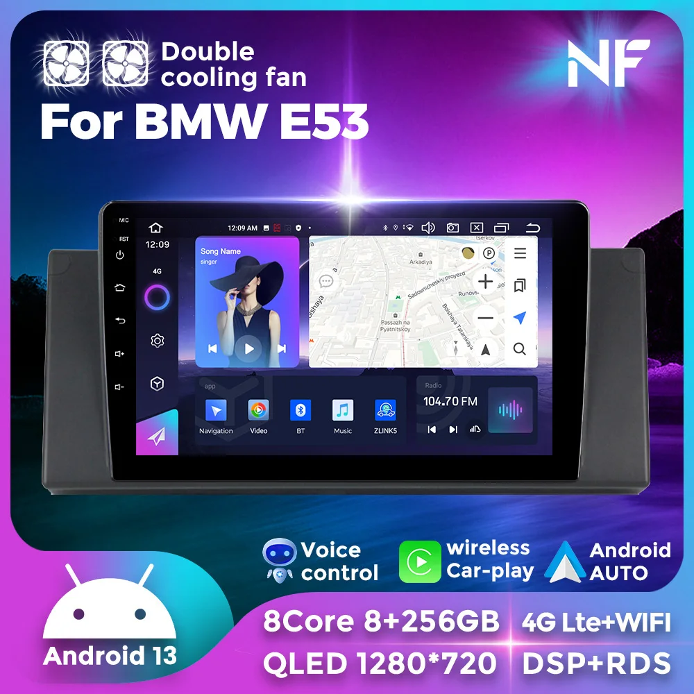 

QLED Screen Android Car Radio for BMW X5 E39 E53 M5 E38 1999-2006 Wireless Carplay Auto Multimedia Video Player GPS Navigation