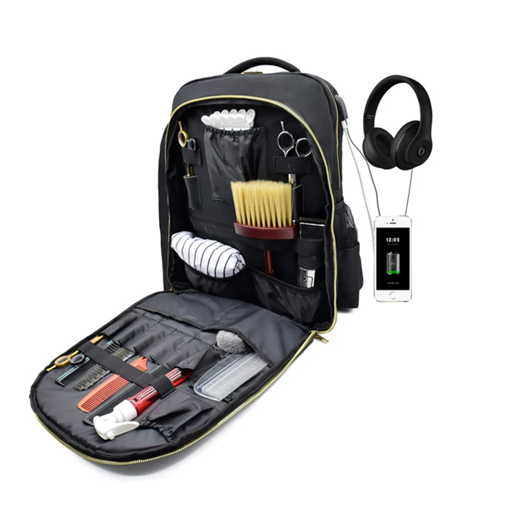 

Hairdresser Backpack Large Storage Haircutting Tool Bag Stylist Polyester Barber Bag Multi-purpose Travel Makeup