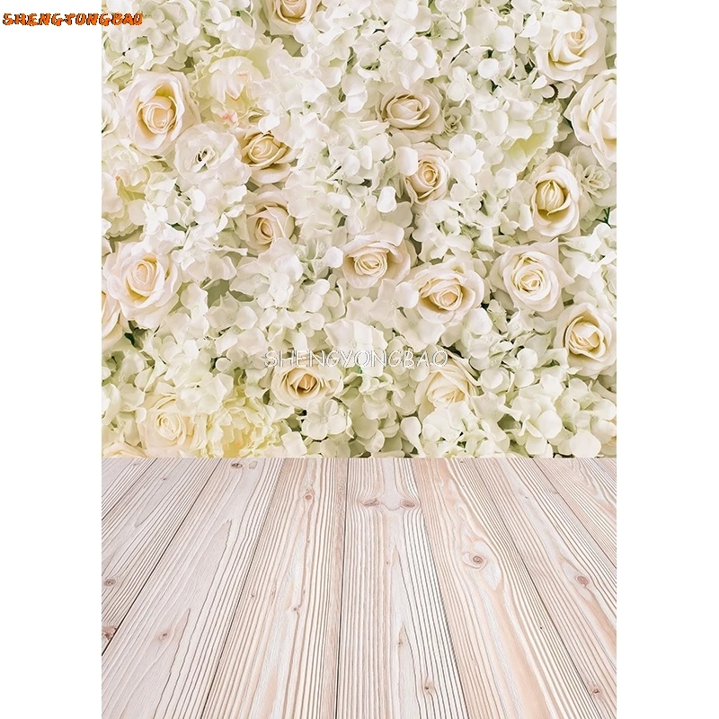 SHENGYONGBAO Spring Photography Background Flower Wood Floor Backdrop Studio Photo for Children Newborn Photocall CAT-03