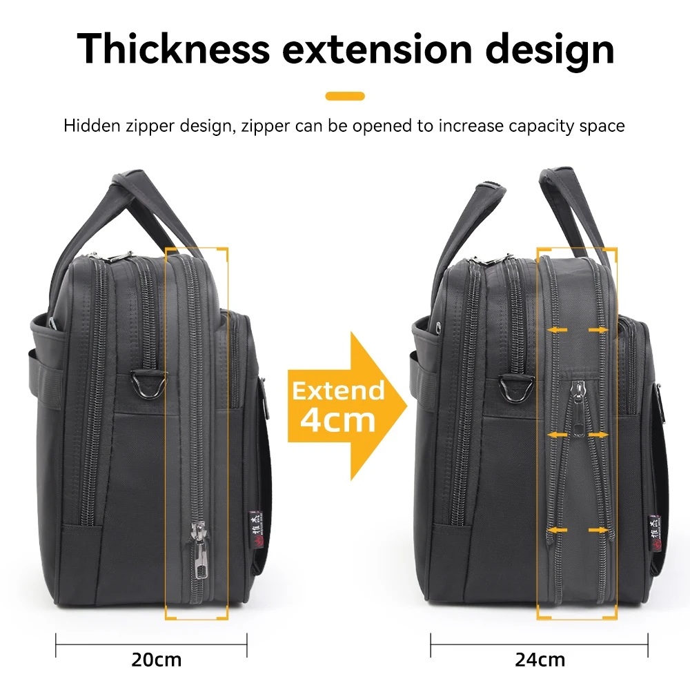 Large-capacity business briefcase 15.6 inch 17 19 inches laptop bag men\'s waterproof canvas document bag work office bag offical