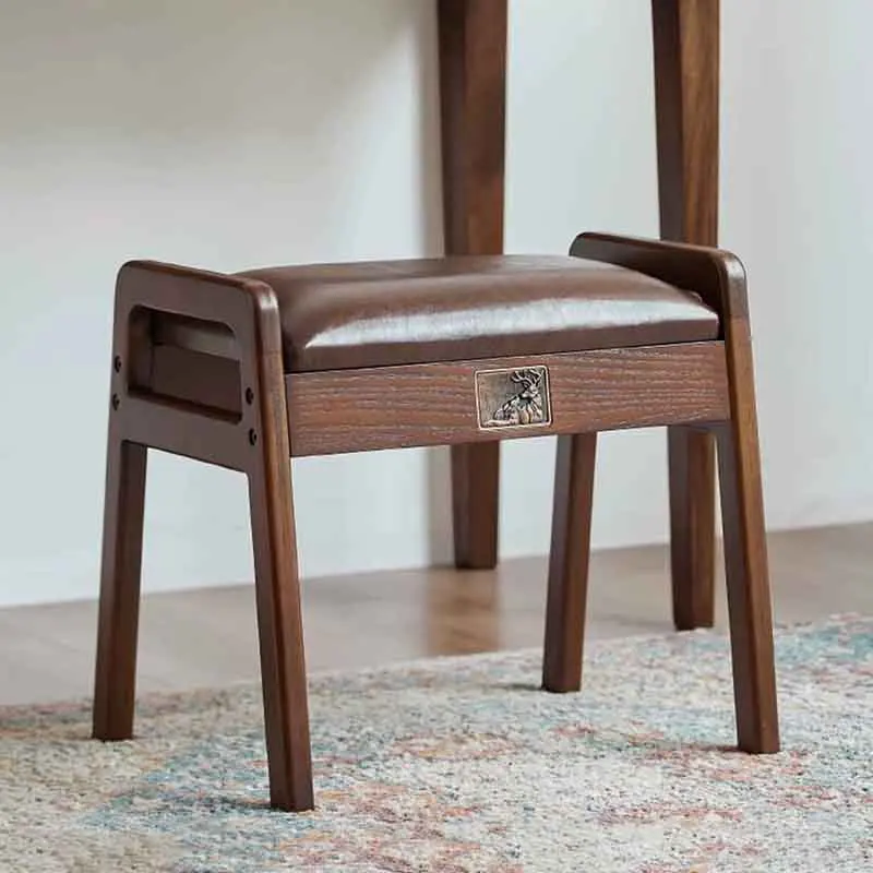 

Vintage Style Solid Wood Stool,Home Soft Seat,Shoe Changing Stool,Bedroom Dressing Stool,Living Room Footstool,Nordic Furniture