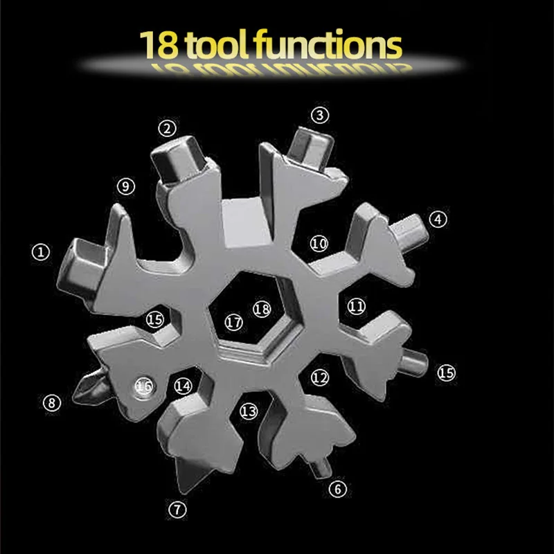 18 In 1Bottle Opener Screwdriver  Snowflake Snow Wrench Tool Spanner Hex Wrench Multifunction Camping Outdoor Survive Tools