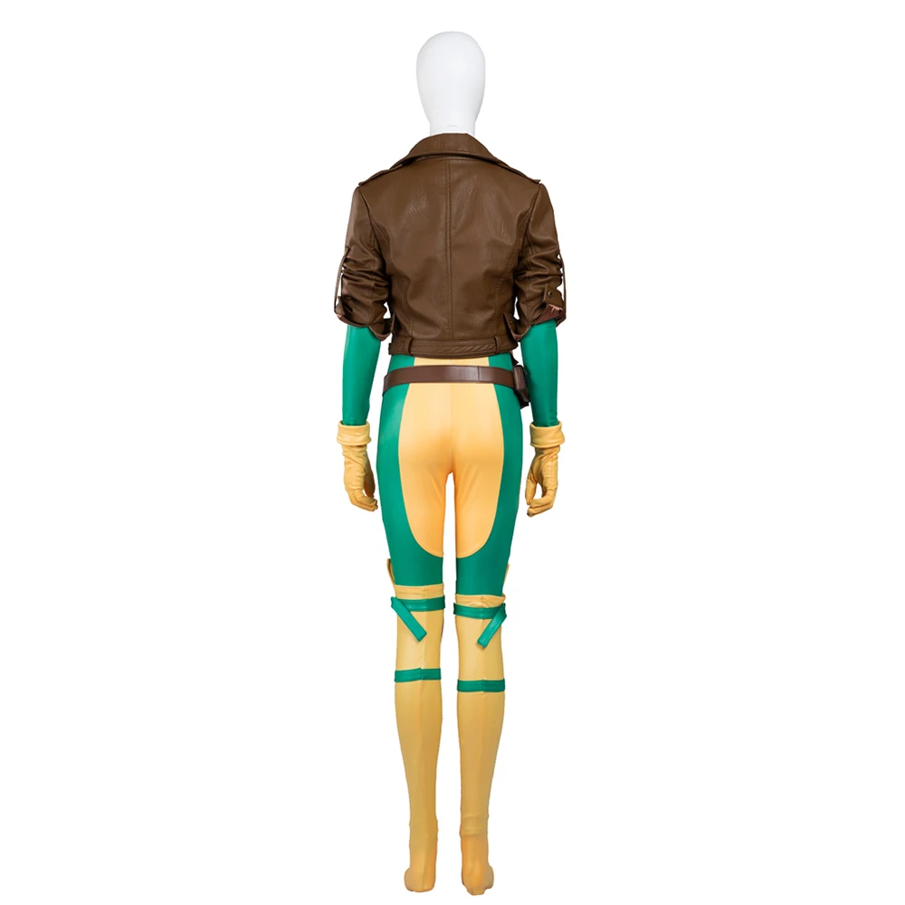 X-Traje de Cosplay de Superherói Rogue Mary masculino com casaco, macacão de couro, traje de batalha, roupas Halloween, Trajes de RPG