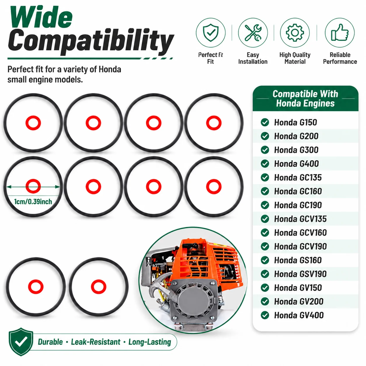 10 Pcs Carburetor Bowl Gaskets for Honda GCV160 GCV190 GC160 GC190 G150 G200 GCV135 Engine Replaces OEM 16010-883-015 Lawn Mower