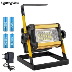 Flood Light 50W Metal Outdoor LED Reflector Camping Portable Floodlight Projector Construction Lamp With Rechargeable Batteries