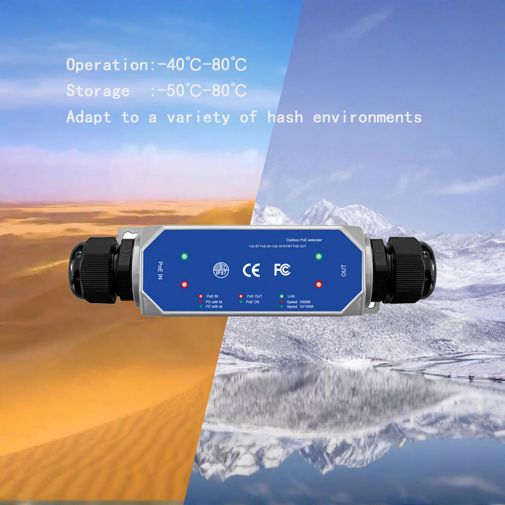 Estensore POE esterno da 2,5 Gigabit 120W, staffa POE impermeabile IP67, 100M/1000M/2500M/10G opzionale, custodia in metallo