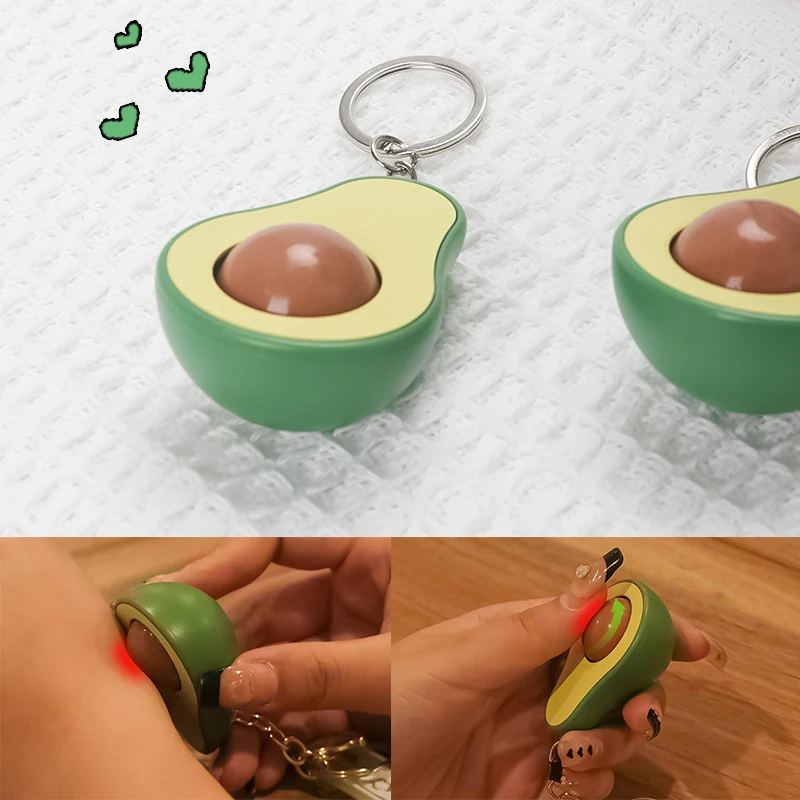 Avocado Massage Bead Keychain Decompression Toys Mini Finger Wrist Neck Massager Fun Fruit Pendant Creative Lanyard Keyring