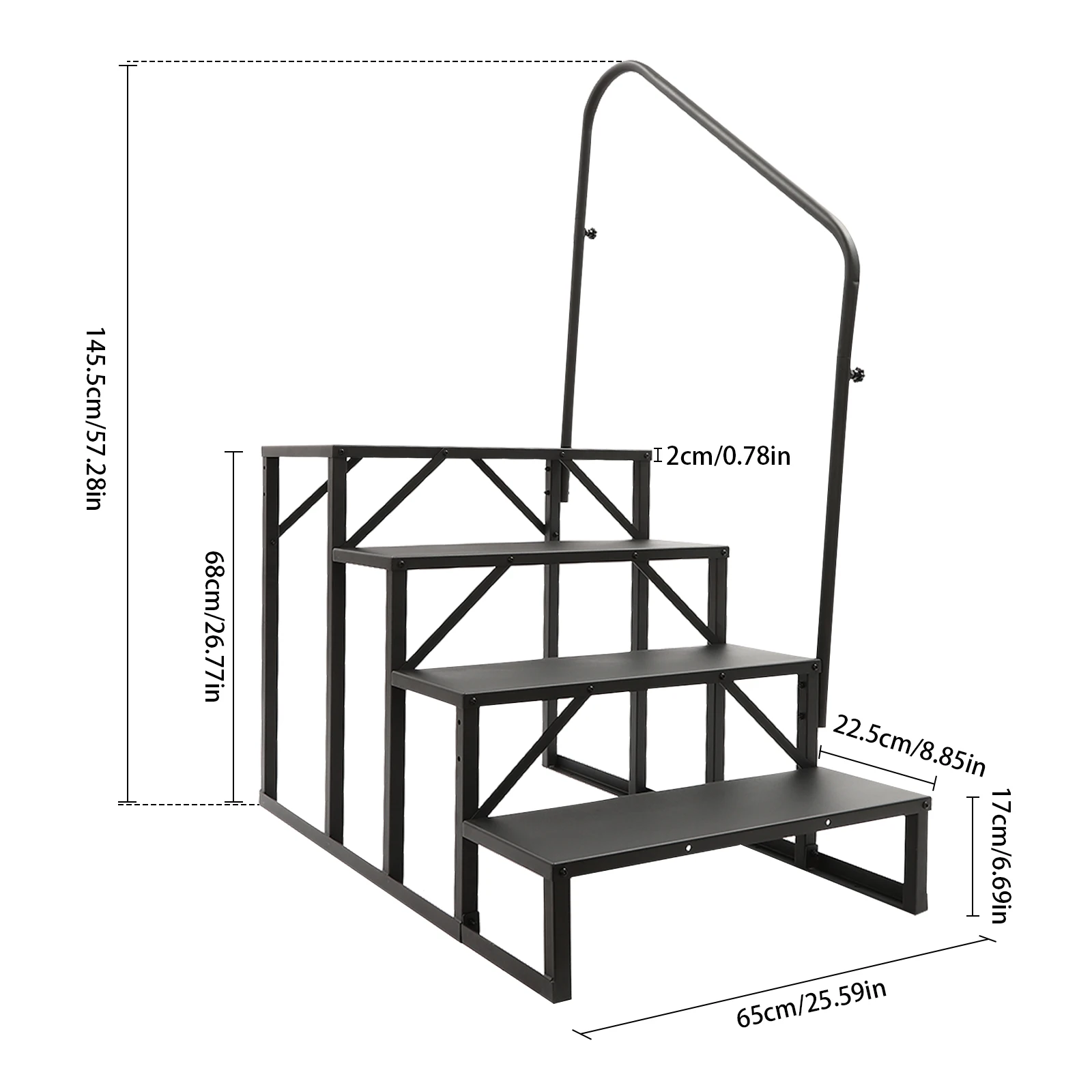 Scaletta a 4 gradini, gradini per portico con corrimano, scala per piscina fuori terra, sgabello portatile per decorazioni per la casa per rimorchio da viaggio