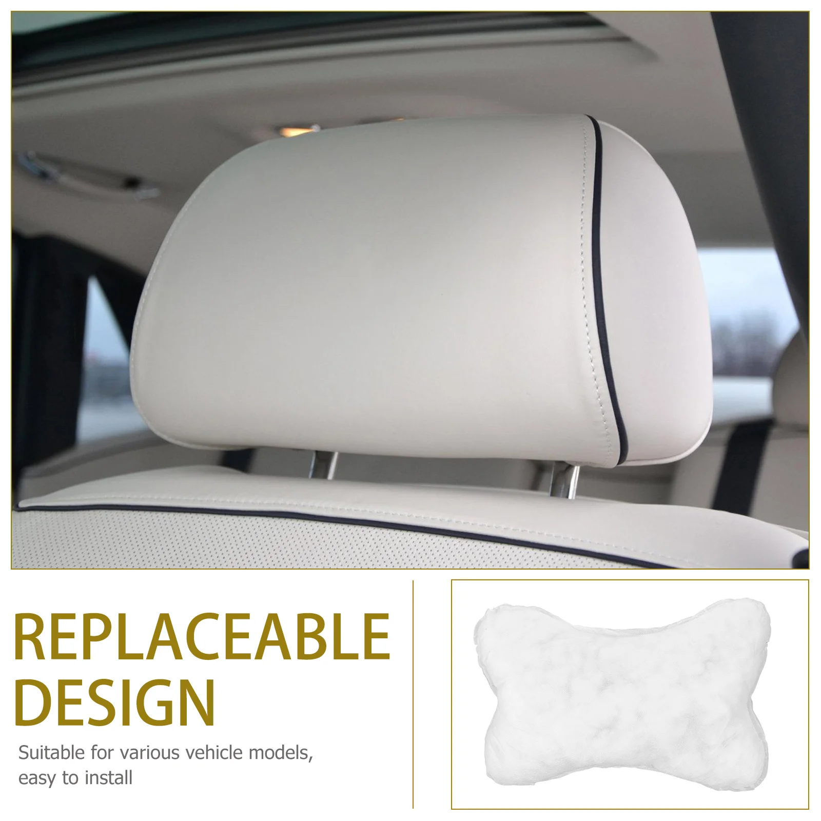 

Car Headrest Pillow Insert Replacement Core Soft Polyester Cushion Filler for Comfortable Seat Neck Support Car Accessories