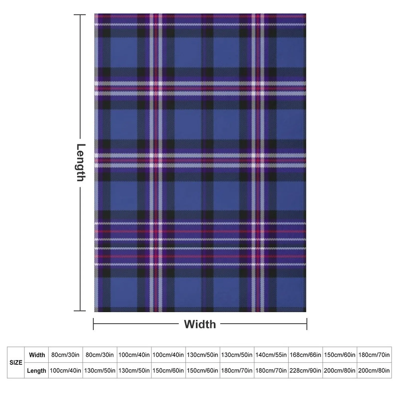 Tartan of Rangers Scotland blue background with red white and blue lines and black Throw Blanket