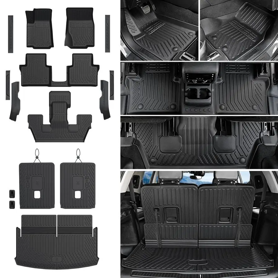 

Mats Cargo Mat for 20212025 Jeep Grand Cherokee L Captain ChairOnly for 6Seater w o 2nd Row Armrest, All Weather TPE Trunk Cargo