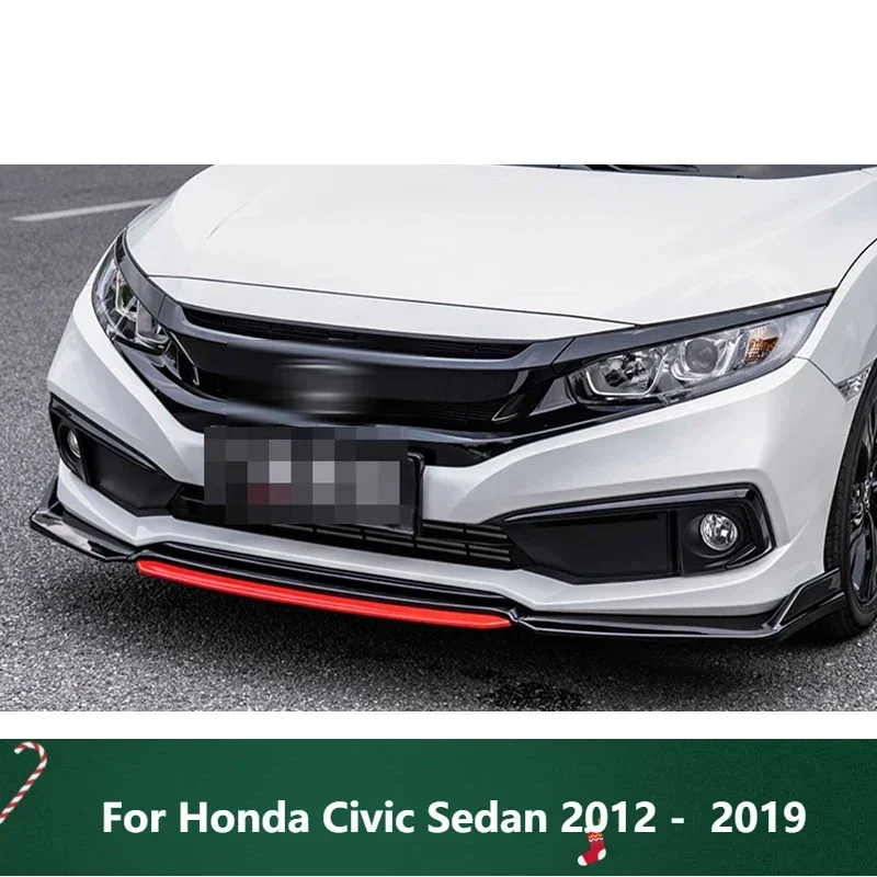 

New！ Front Bumper Spoiler For Honda Civic Sedan 2012 - 2019 Carbon Surface Protector Plate Lip Body Kit Chin Shovel