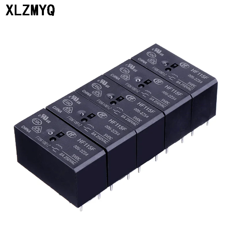 5pcs HF115F 012-2ZS4 JQX-115F 024-2ZS4 HF115F-012-2ZS4 HF115F-024-2ZS4 HF115F-005-2ZS4 12VDC DC5V 12V 24V 8A 250VAC 8Pin Relays