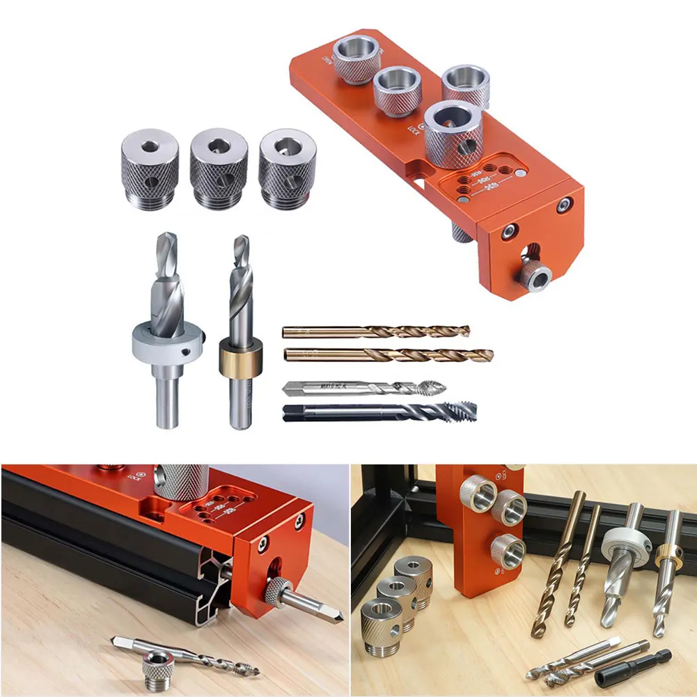 

Adjustable Aluminum Profile Drilling Tapping Jig For 20 30 40 Series Frame Assembly Slot Width 6 10mm Double Hole Positioning