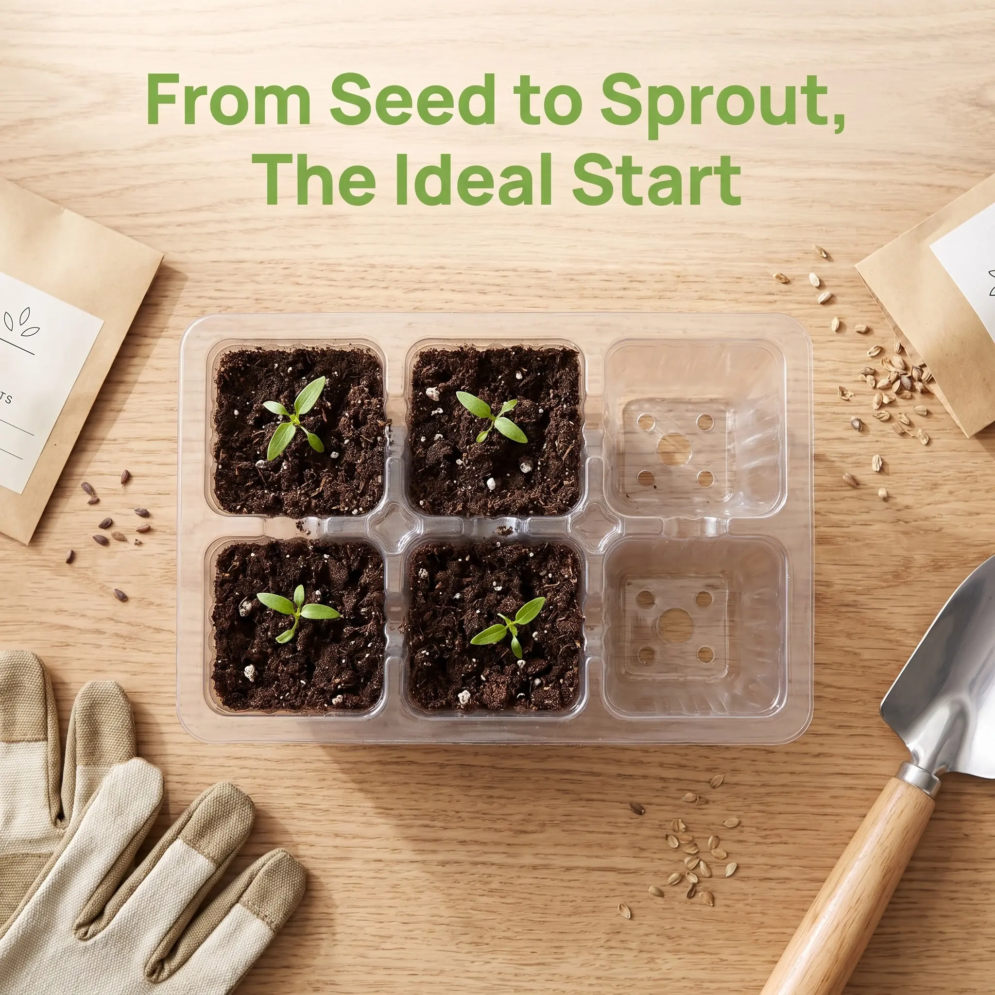 30Pcs Clear Plastic Seed Starting Trays 6-Cell Drainage Holes for Seedling Growth Monitoring Healthy Root Development Vegetable