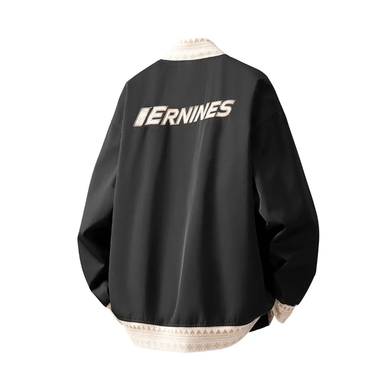 Vintage Patchwork Jacket Embroidered Letter Design Pilot Jacket Leisure Sports Outdoor Zipper Jackets