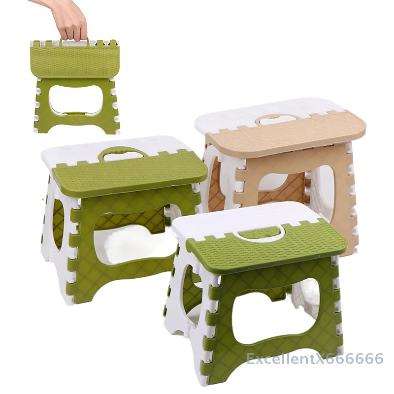 Lightweight Foldable Kitchen Footstool; One-piece Thickened Plastic Bench with Non-slip Feature