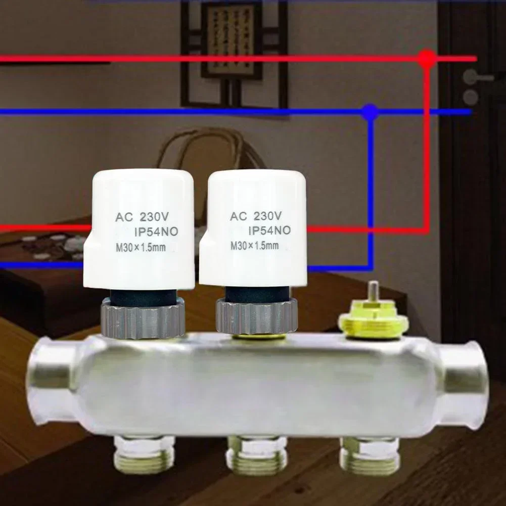 Atuador térmico elétrico ac230v, válvula termostática para aquecimento de piso trv, normalmente fechado, aberto m30x1.5mm, 1 peça