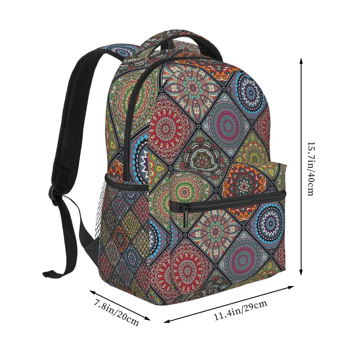 Mandala Bohemian Plaid Floral Design Backpack Student Boys Girls BookBag Children School Bag Laptop Shoulder Bags for Men Women