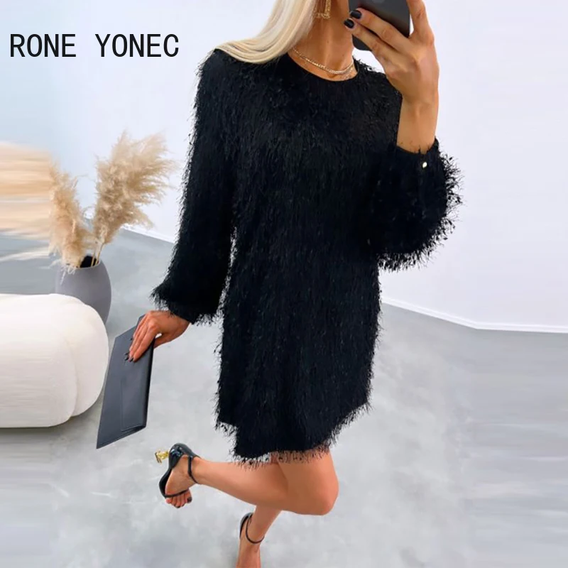 Women Fluffy Long Sleeve Casual Dress Patry Christmas Dress