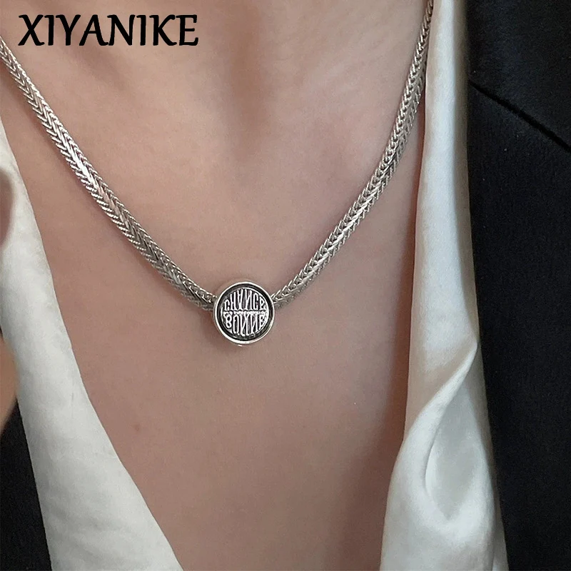 

XIYANIKE Vintage Engraved Letter Pendant Necklaces For Women Fashion New Braided Chain Jewelry Gift Party collares para mujer