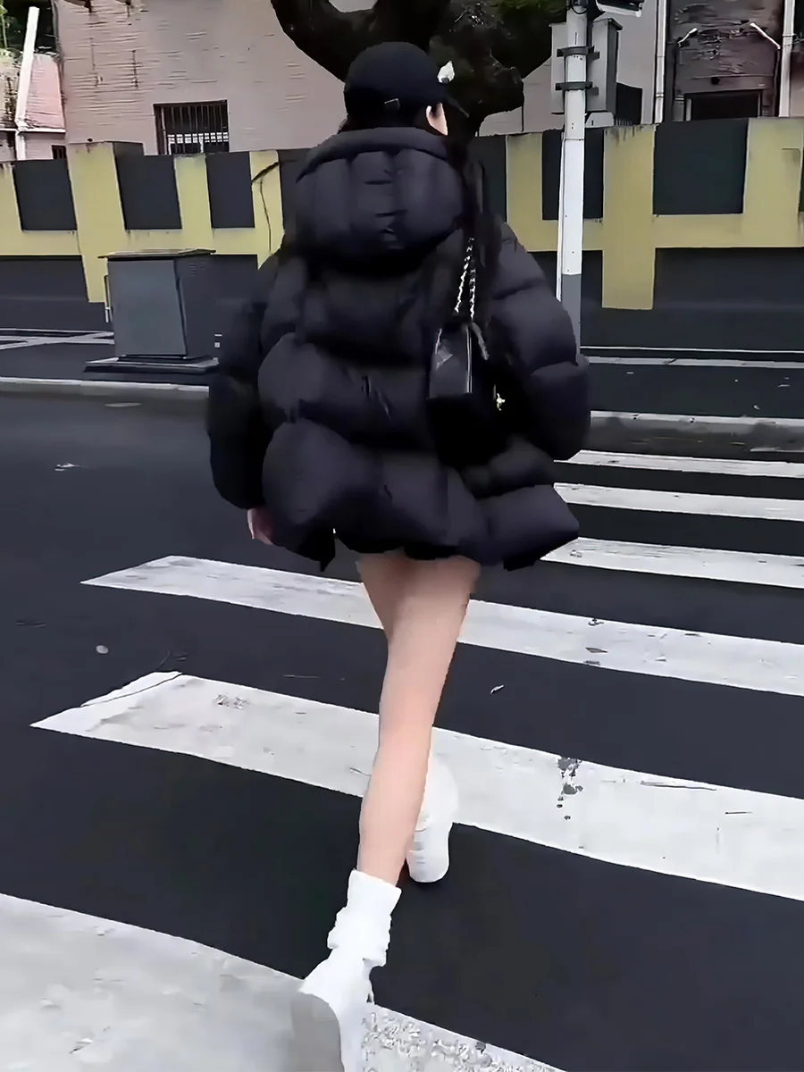 الشتاء Thiened الأبيض Du down Jaet المرأة Faionable طوق معطف دافئ ركاب Sle منتصف طول الياقة الأخرى