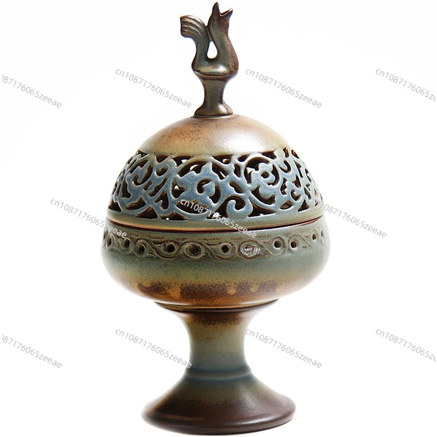 Handmade Ceramics Censer Creative Aroma Burner Sandalwood Incense Coil Towers Incense Burner Home Gifts with Base 4hour