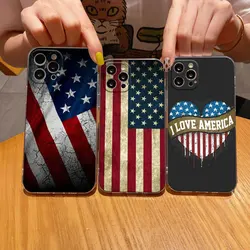 American Dollar USA Flag Clear Phone Case For iPhone 15 14 11 12 13 Pro Max Mini XS XR 8 7 Plus Back Cover Soft Transparent Case