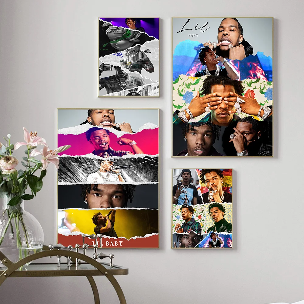 

Lil Baby Star Photo Art Print Poster Singer Rap Music Canvas Painting Rapper Wall Picture Bar Pub Club Decor