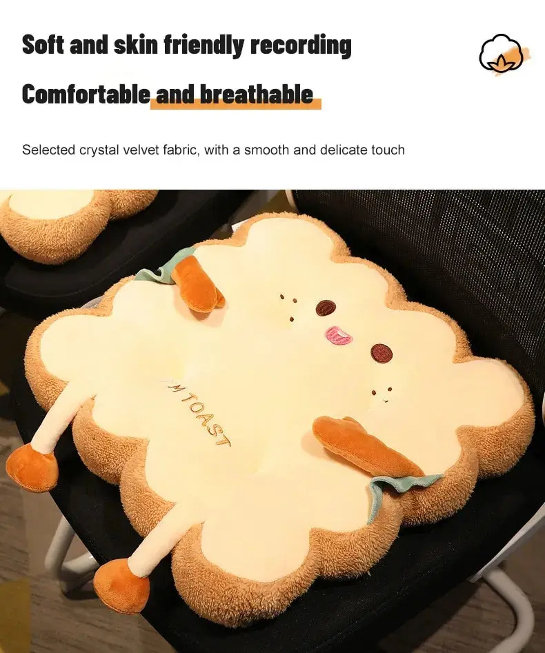 1pc Simulation Bread Toast Cushion Stuffed Memory Foam Pillow Sofa Chair Decor Seat Cushion Cute Student Chair Pad